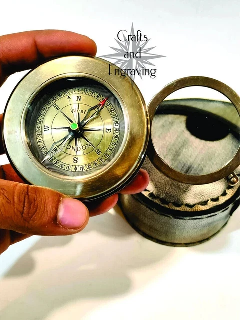Lupa plegable náutica personalizada de 3" dirección de la brújula con cuero...
