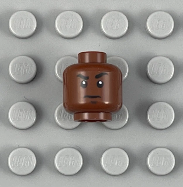 LEGO Male BROWN DARK FLESH DUAL SIDED MINIFIGURE HEAD W/ STERN & ANGRY FACE