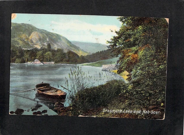 B4937 UK Grasmere Lake and Nab Scar pu1907 Adelaide Aust vintage postcard