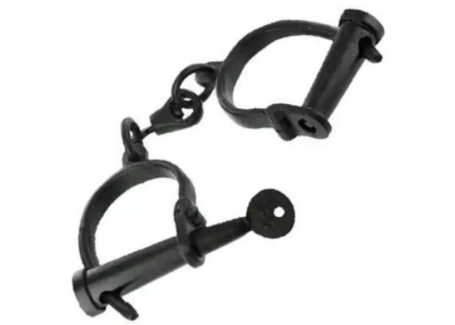 Hand Forged Iron Shackles Medieval Dungeon Black