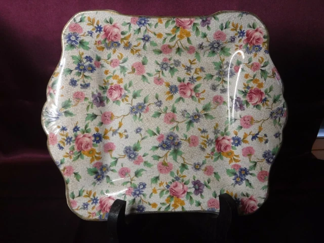Vintage Royal Winton Grimwades Old Cottage Chintz Tidbit Trinket Dresser Tray 8"