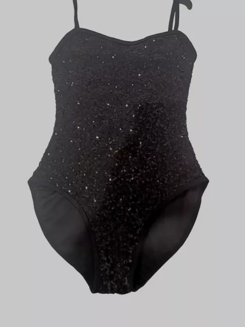 WOMEN'S S BLACK Sequin Dance Bodysuit/Outfit/One Piece, Costume ...