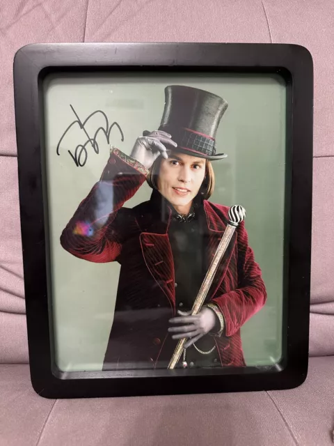 Johnny Depp Autographed Willie Wonka 8x10 Photo w/ COA Framed