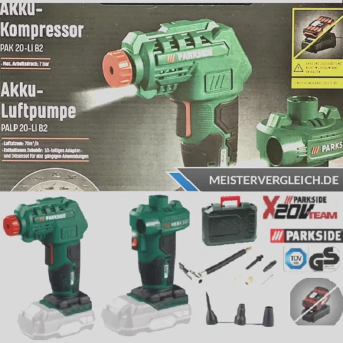 POMPA ARIA PARKSIDE Batteria Compressore LED PAK 20 Li B2 Accessori 7
