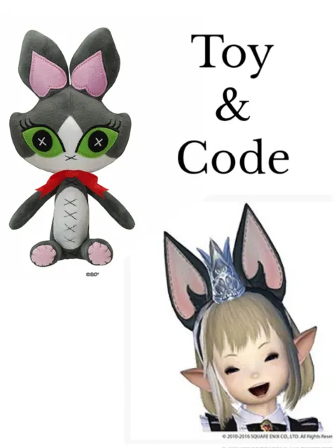 Final Fantasy XIV Cait Sith Doll Plush Plushie Figure Ears Item Code FF 14 Japan