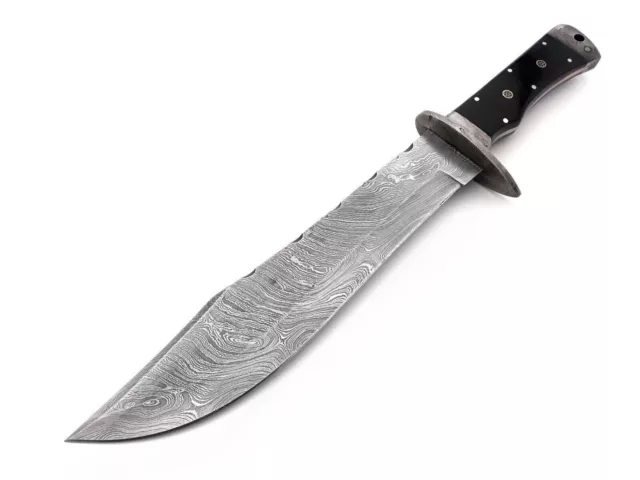 Hand Crafted Damascus Bowie Knife - Razor-Sharp Blade, Full Tang Handle,W Sheath 2