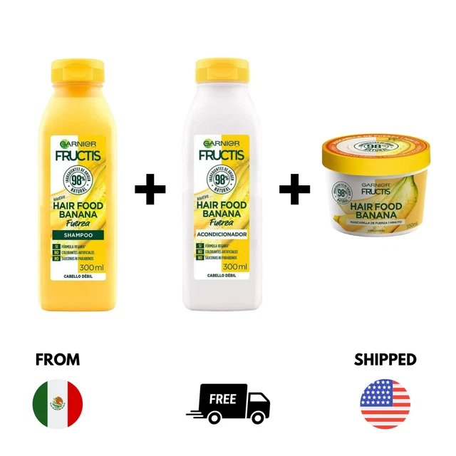 GARNIER FRUCTIS HAIR Food Banana Shampoo, Conditioner, and Hair Mask