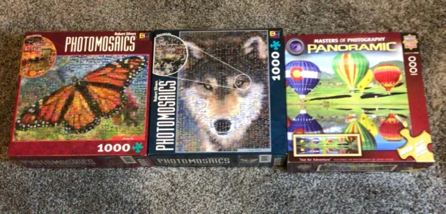 Grey Wolf Photomosaics 1000 Piece Puzzle By Robert Silvers W/Poster + 2 Extras