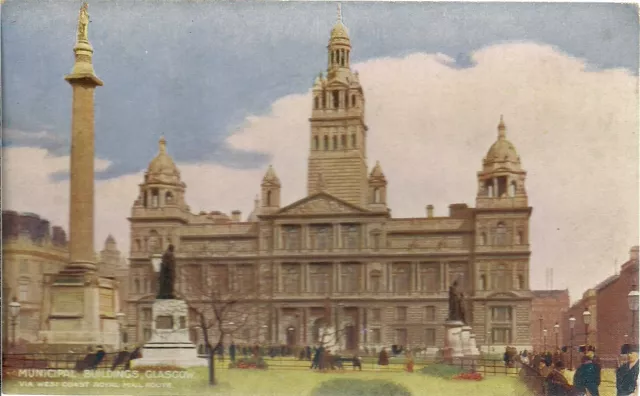 LOVELY RARE OLD POSTCARD - MUNICIPAL BUILDINGS - GLASGOW 1912 L. & N.W. Series