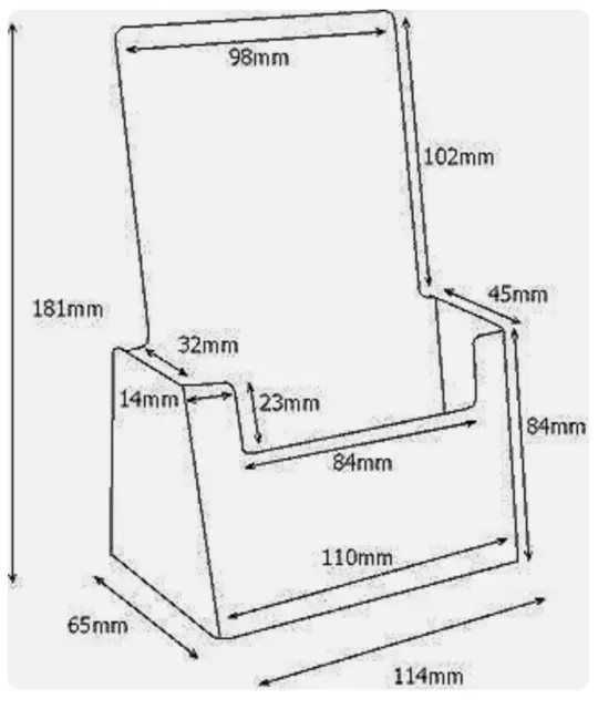 Taymar DL Free Standing Brochure Holder 1/3 A4 Pocket Brochures Menus stand x1 2