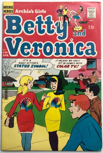 BETTY and VERONICA Archie's Girls COMIC BOOK No. 136 April 1967 NBC tv PEACOCK