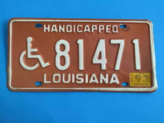 1993 Louisiana Handicapped Disabled License Plate Tag Handicap