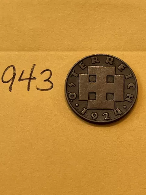 1924 AUSTRIA  - 2 GROSCHEN - World Coin