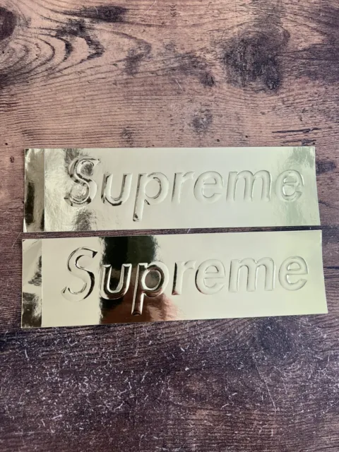 Supreme 2x Embossed Metallic Gold Sticker FW22 Authentic