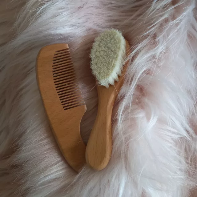 1 Set newborn brush Baby Hair Brush Wooden Comb Newborn Wool Hair Brush and Hair
