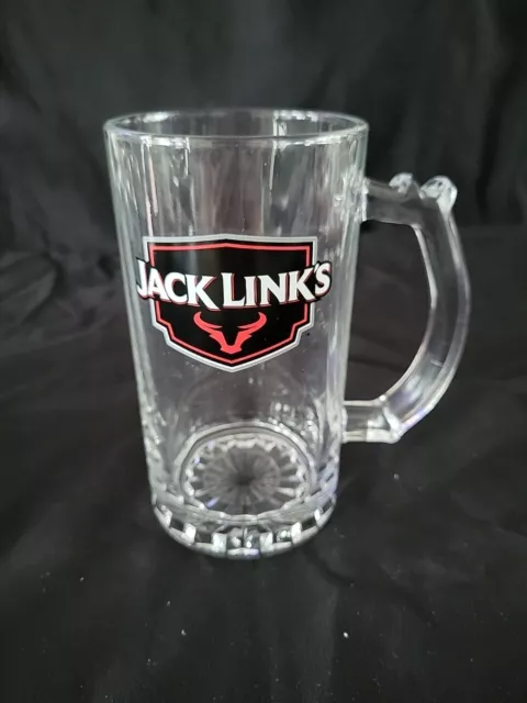 Jack Links’s Links Beef Jerky Clear Glass Beer Mug Stein 16 oz with Handle