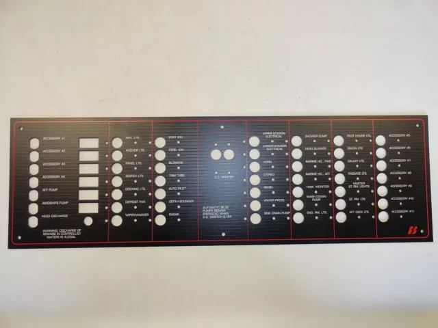 Brunswick Aluminum Blank Breaker Panel 24 1/2" X 7 1/2" Black & Red Marine Boat