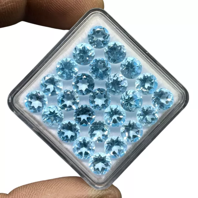 VVS 25 Pcs Natural Sky Blue Topaz 5mm Round Cut Loose Gemstones Wholesale Lot