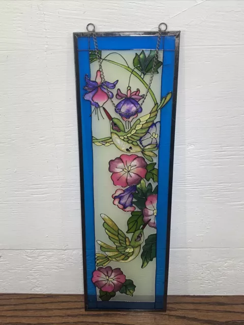 Stained Glass Window Hummingbird Suncatcher Panel Handcrafted Hanging Art Decor