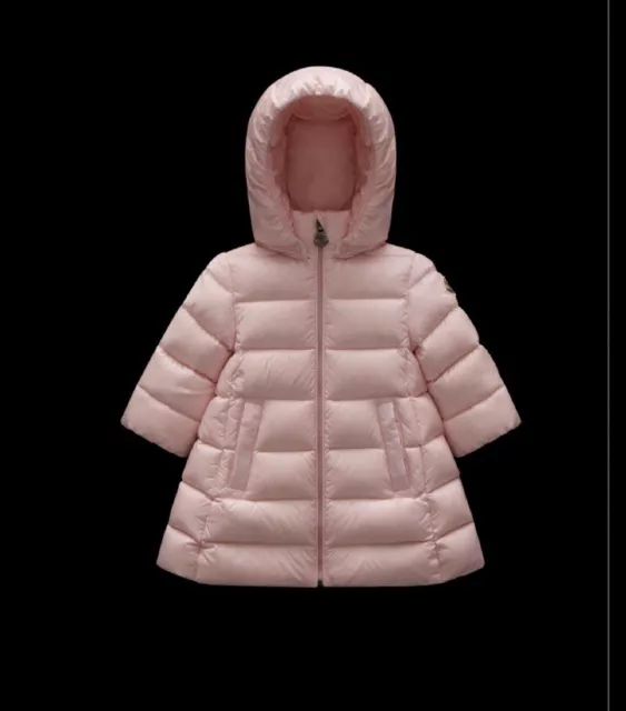 Moncler Enfant Kids Girls Pink  Puffer Jacket Long 12-18months Baby Majeure