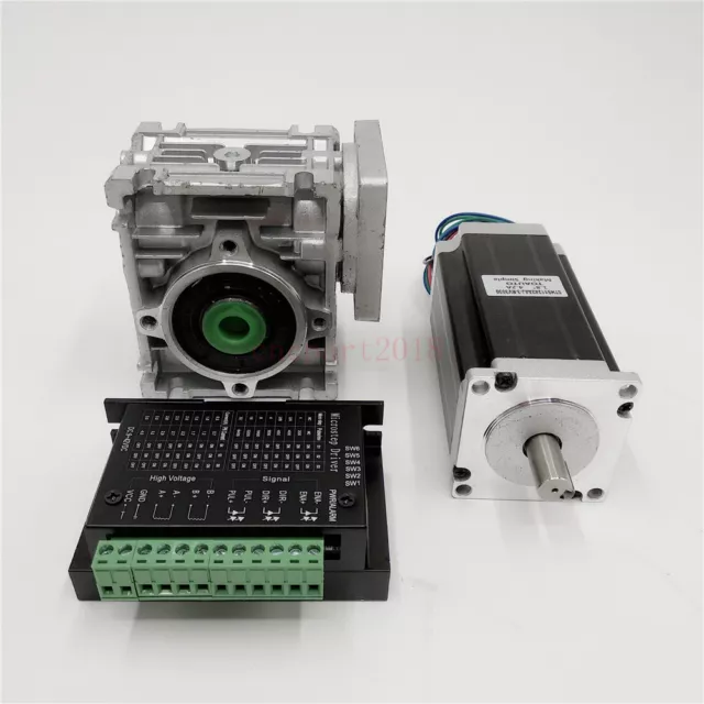 Nema23 Stepper Motor Driver Kit + Worm Gearbox 7.5:1 10:1 15:1 20:1 30:1 50:1