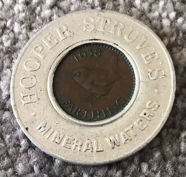 Rare Old Hooper Struves Mineral Waters 1938 Farthing Disc