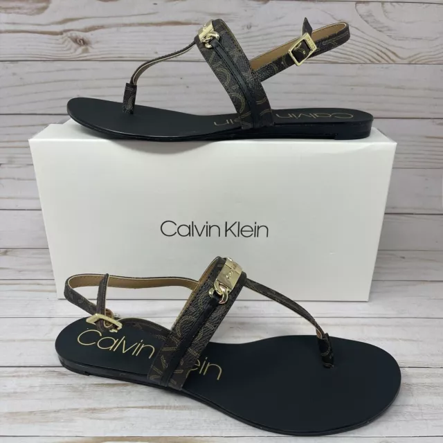 Calvin Klein Sandal Womens Size 9 Soley Charm Shoes Espresso Brown New in Box 2