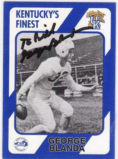 GEORGE BLANDA Personalized Autographed Signed 1989 card Kentucky Wildcats COA