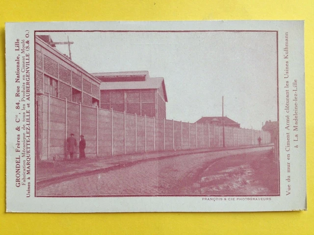 cpa RARE 59 - La MADELEINE Lez LILLE Nord MUR en CIMENT ARMÉ des USINES KULHMANN