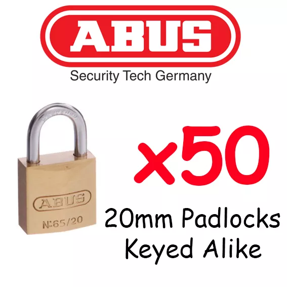 Padlock KEYED ALIKE ABUS 20mm  x50 Locks  BULK LOT High quality