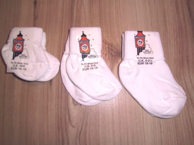 Newborn Baby White Blue Pink Socks Premature Doll 000 00 0-0 Toddlers 0-2.5, 3-5