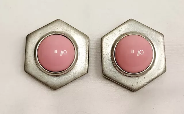 Ben Amun Silver-tone Pink Glass Stone Clip-on Vintage Earrings Runway