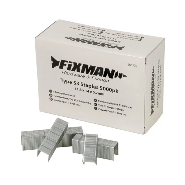 Fixman Type 53 Agrafes 5000pk 11.25 x 14 x 0.75mm