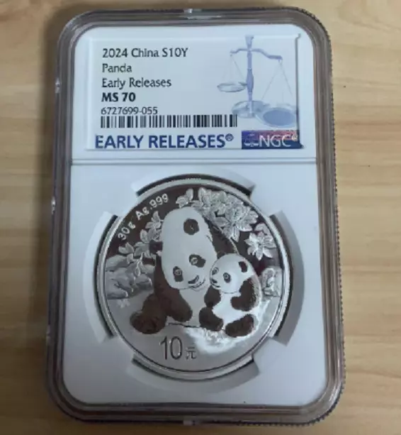 NGC MS70 2024 China 10YUAN Panda Silver Coin 30g EARLY RELEASES Blue Label