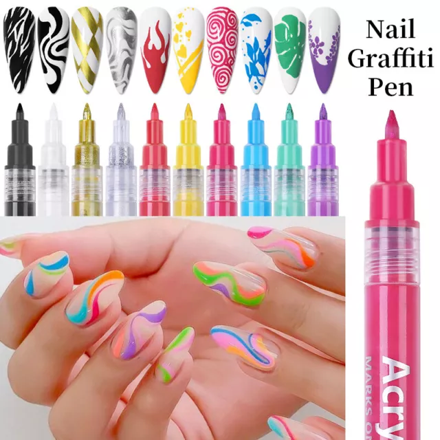 Unghie Graffiti Penna Manicure Puntini Abstract Painting Disegno Linea Nail A -