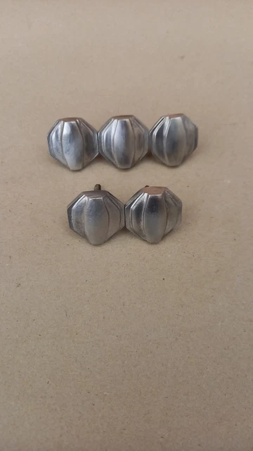 5 Boutons anciens Poignée Porte tiroir aluminium art déco Vintage