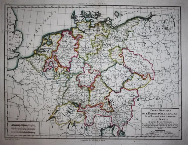 Germania Germany Deutsches Ricca Mappa Mentelle Chanlaire 1797