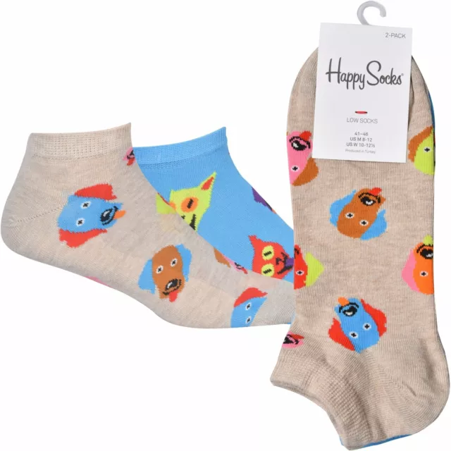 Pack de 2 chaussettes d'entraînement Happy Socks Fun, bleu/pierre