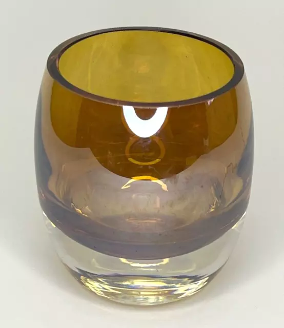Amber Glass Votive Candle Holder MIKASA Home Accents Heavy Bottom