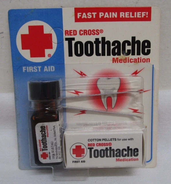 NOS RED CROSS Toothache Pain Relief Medication Glass Bottle Drug Store