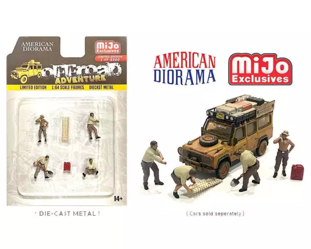 1:64 Figurine Offroad Adventure Jeu 4 avec Accessoires American Diorama Mijo