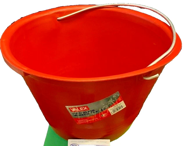 Secchio Per Muratore In PVC Rosso - Capacità 36 Cm Con Manico Ad Arco - Foto 10