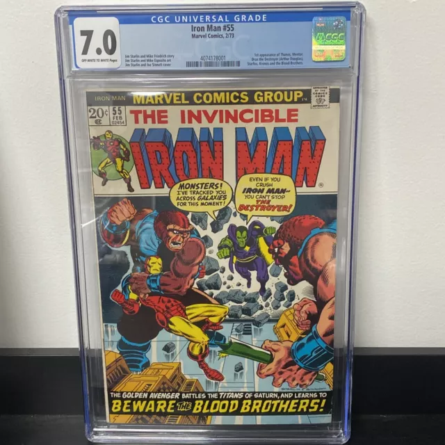 Iron Man #55 CGC 7.0 (Marvel 1973) 1st app of Thanos, Drax, Kronos & Starfox