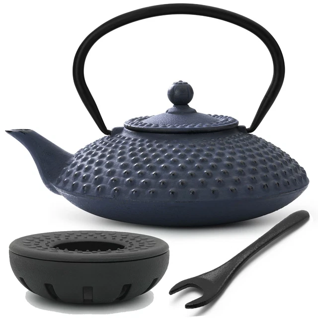 Bredemeijer große Teekanne blau Asia Tee Set Gusseisen 0.8 L & Teewärmer & Dh