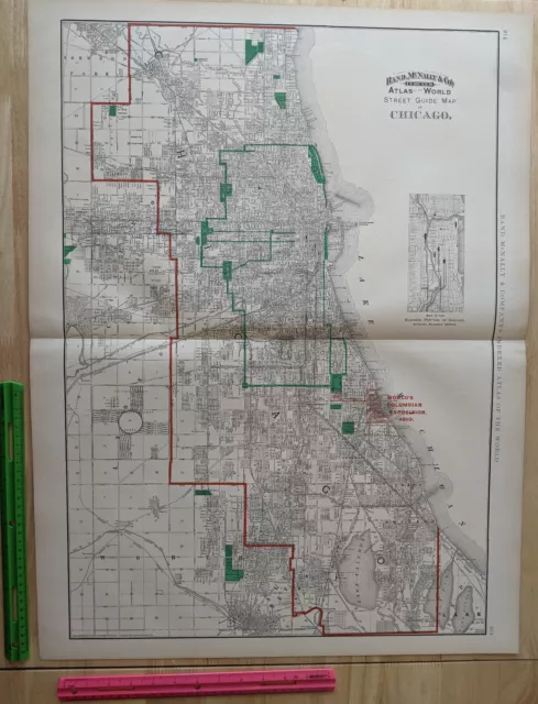 1889-1891 Rand McNally Map of Chicago (approx. 29" x 22")