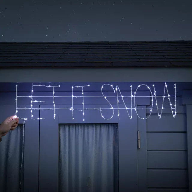 Silhouette LED Esterno Bianco Lampeggiante 90cm Natale LET IT SNOW