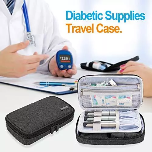 Suministros para diabéticos bolsa de almacenamiento para medidor de glucosa y otros suministros 2