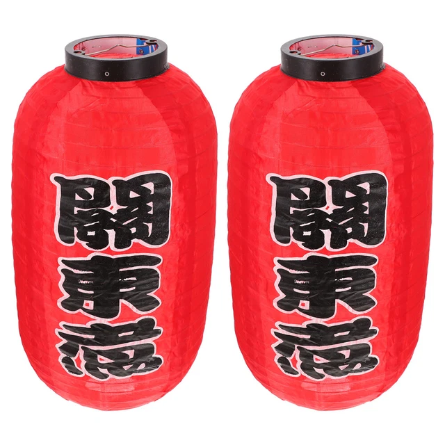 2 Pcs Restaurant Lanterns Japanese Decor Red Sushi Fold Japanese-style