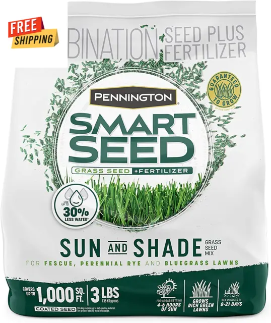 Pennington Smart Seed Sun and Shade Grass Mix - 3 Lb - Drought Tolerant, Resilie