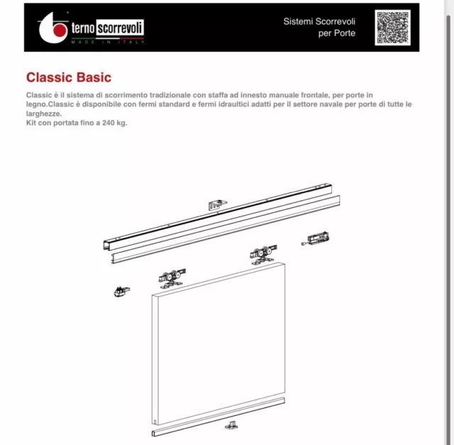 Kit Scorrevole + Binario 240 Cm Portata 80 Kg Per Porta Scorrevole 2